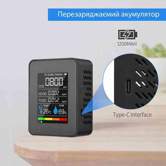 Монитор качества воздуха GRILLI 5в1 Black 777663 Код: 013476 Ровно