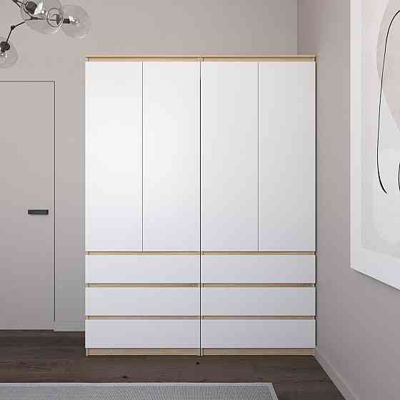 Шафа для одягу VAYS зі штангою та полицями, 6 шухляд, комплект з 2 шаф R9+R16 Дуб Сонома-Білий фасад Львів