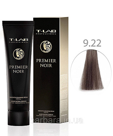 Крем-краска для волос T-LAB Professional Premier Noir Colouring Cream 9.22 Очень светлый натуральный перламутровый блонд Киев - изображение 1