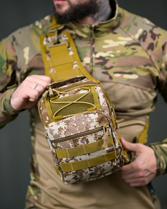 Тактическая нагрудная сумка черная через плечо  пиксель ПП8246 Одесса - изображение 1