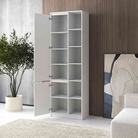 Шкаф для книг VAYS, пенал с полками R-27 Дуб Сонома-Белые планки Львов