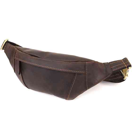 Удобная сумка-бананка для мужчин из натуральной винтажной кожи Shvigel 23121 Коричневый Киев