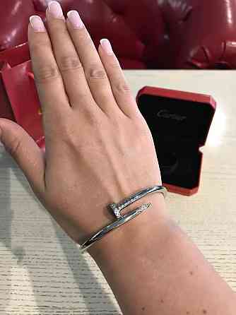 Cartier браслет Гвоздь покрытие белым золотом / камни на шляпке / Картье браслет Гвоздь с цирконием на шляпке Одесса