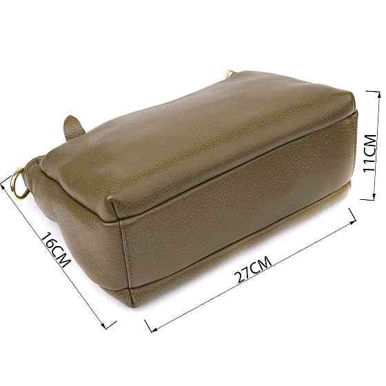 Стильна шкіряна сумка із щільним дном для жінок Vintage 22984 Оливковий Київ