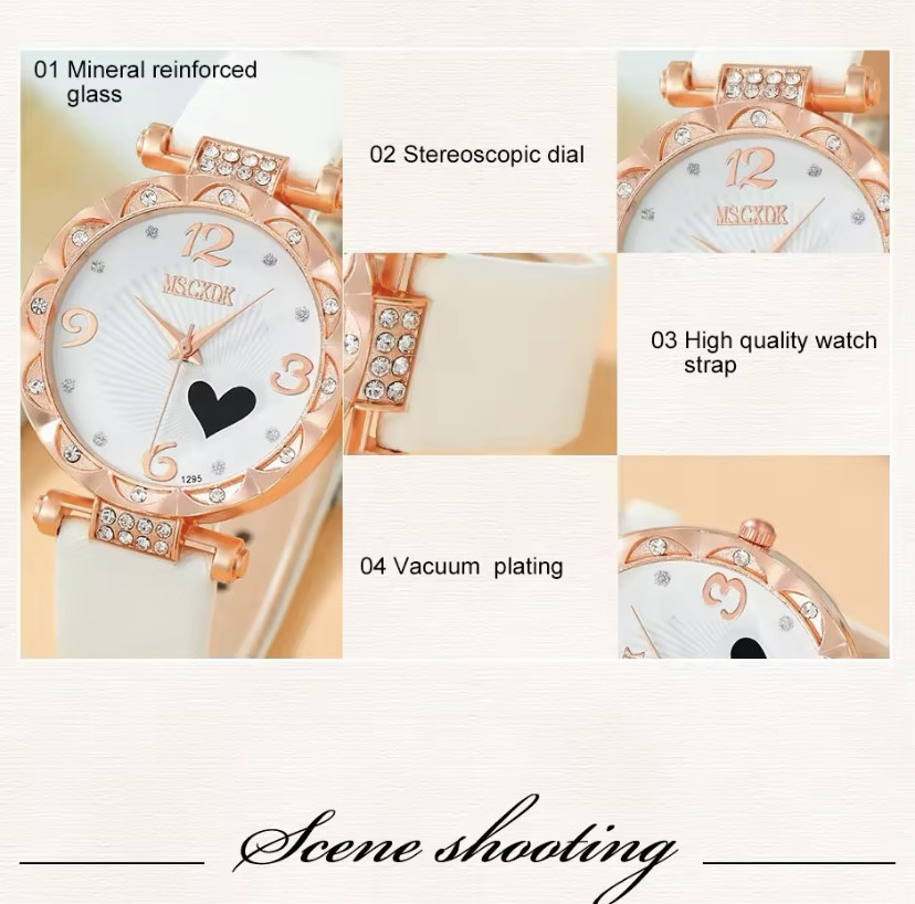 Подарочный набор для женщин Сердце: наручные часы браслет ожерелье и серьги в подарочной коробочке Киев - изображение 8