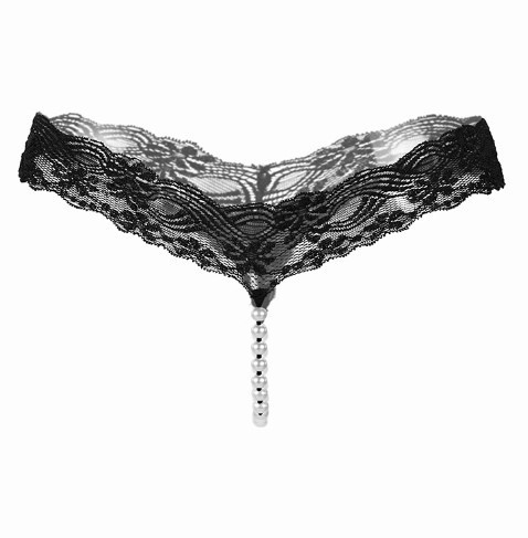 Еротичні трусики з перлами універсальний чорний Київ - фото 3