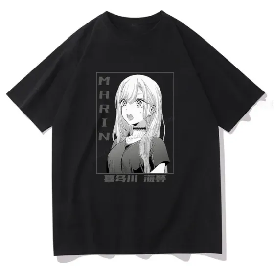 Футболка мужская с аниме принтом Фарфоровая куколка влюбилась Размер оверсайз (S/M/L) Черный AnimeT1068 Днепр