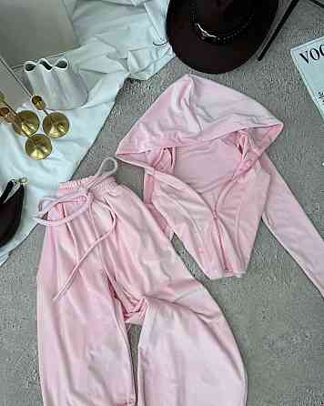 Женский прогулочный костюм двойка: кофта и штаны велюр Розовый, 46/48 Одесса