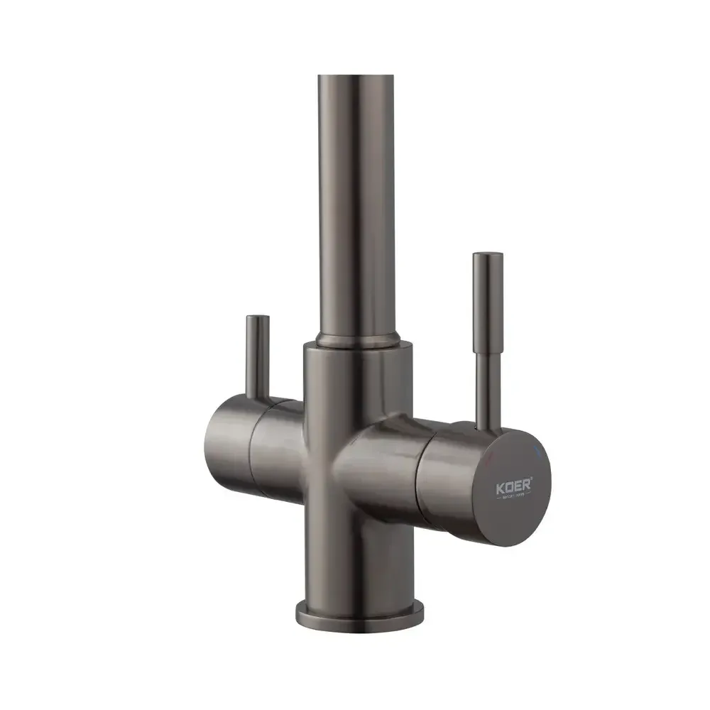 Змішувач для кухні Koer KB-72025-07 з виходом для питної води (вилив – пружина) латунь/колір графіт (KR5016) Чернівці - фото 8