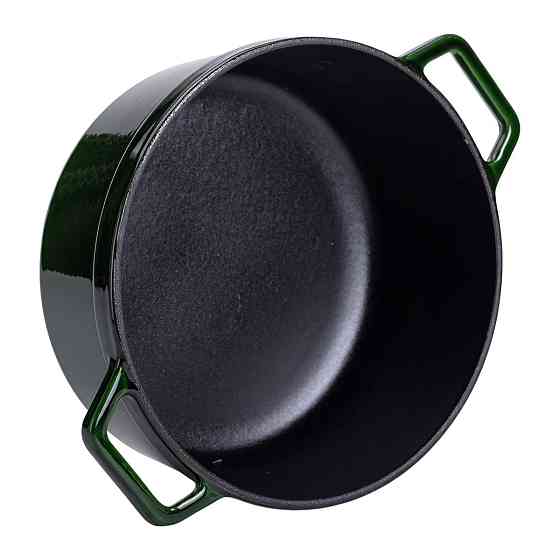 Каструля чавунна емальована 3,5 л з кришкою Ø24 см Зелена HP-1-1 Коломыя