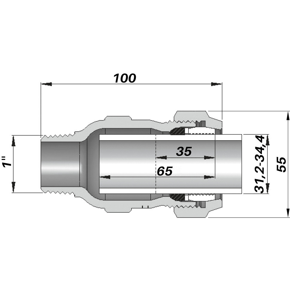 Соединение прямое зажимное с наружной резьбой DN25(31,2-34,4 мм) х 1″ AK AGAflex (000005735) Киев - изображение 3