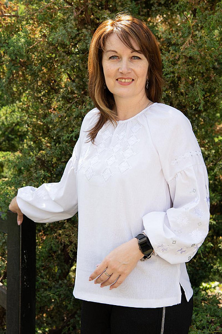 Вишиванка жіноча з довгим рукавом лляна, біла топ Київ - фото 7