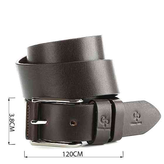 Эксклюзивный мужской джинсовый ремень из натуральной кожи GRANDE PELLE 00910 Коричневый Киев