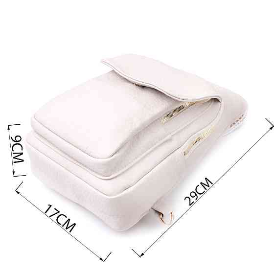 Популярна жіноча сумка з однією лямкою через плече з великозернистої екошкіри Vintage 22761 Молочний Київ