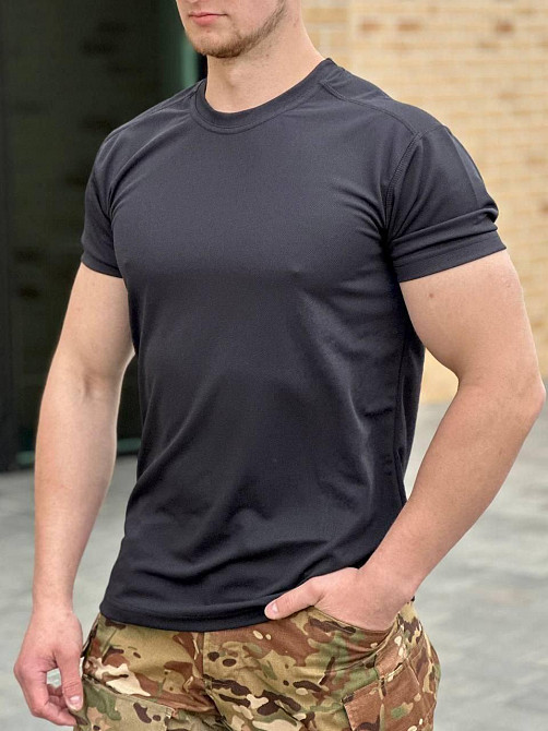 Футболка черная coolMax military тактическая летняя качественная футболка для ВСУ     WAR Львов - изображение 4