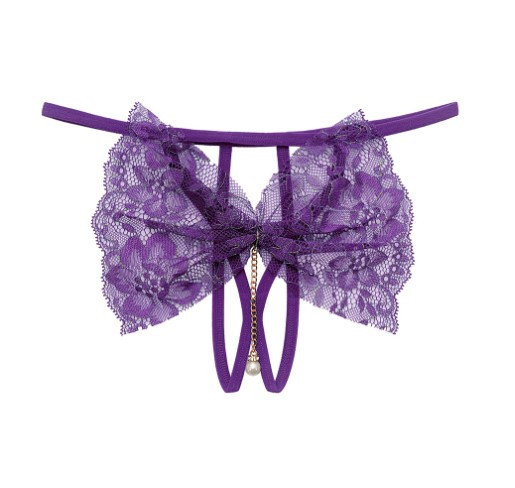 Еротичні трусики з розрізом та бантом універсальний фіолетовий Київ - фото 1