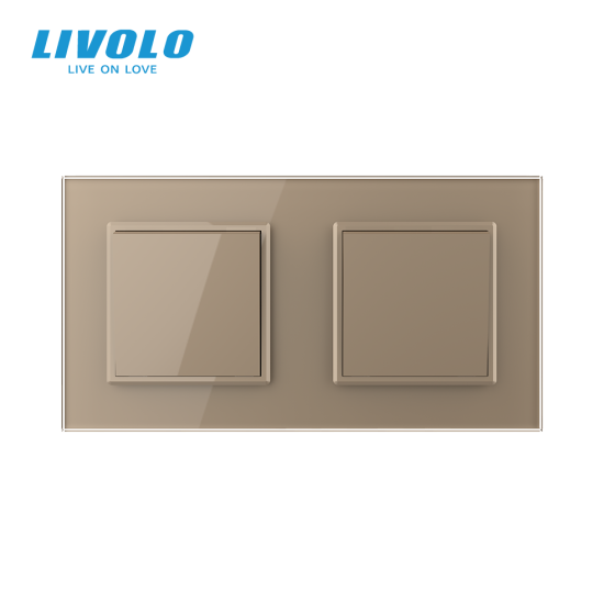 LIVOLO Двоклавішний вимикач (1-1) Livolo золотий скло (VL-C7K1K1-13) Коломия
