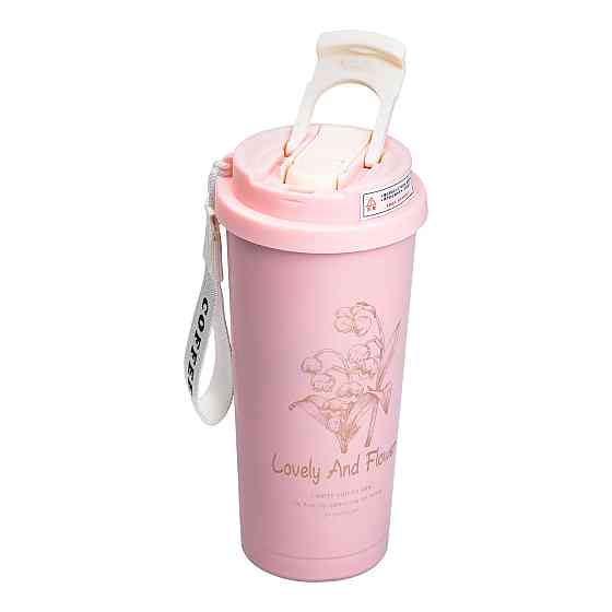 Yiwu Термочашка Flower Style з ремінцем 500 мл рожева HP-14-52P Киев