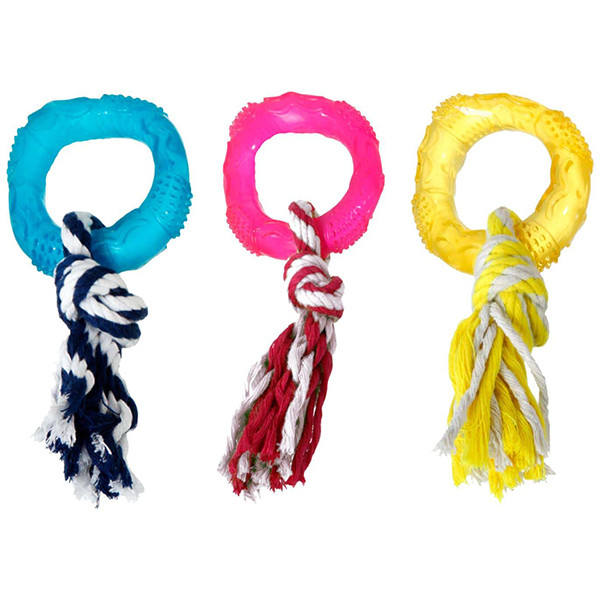 Flamingo Good4Fun Ring With Rope ФЛАМІНГО ГУД ФО ФАН КІЛЬЦЕ З МОТУЗКОЮ іграшка для собак, TPR-гума Київ - фото 1