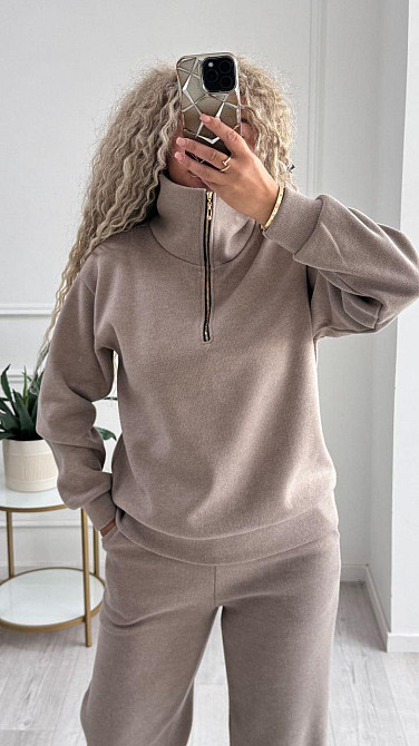 Женский стильный и теплый вязаный костюм осень-зима на трикотажной основе. Капучино, 40/42 Одесса - изображение 5