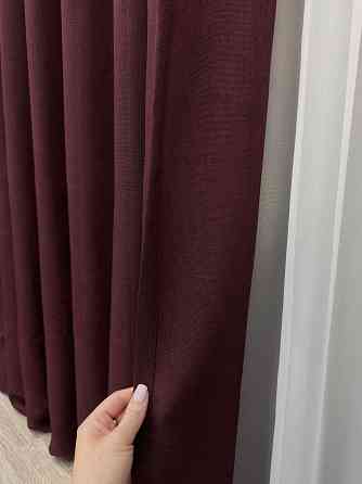 Комплект готовых штор VR-Textil Лен Мешковина № 2063ш Марсала 150х285 см 2 шт (33-1281) Киев