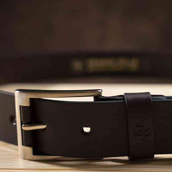 Мужской элитный кожаный ремень Коричневый (GRANDE PELLE) Киев