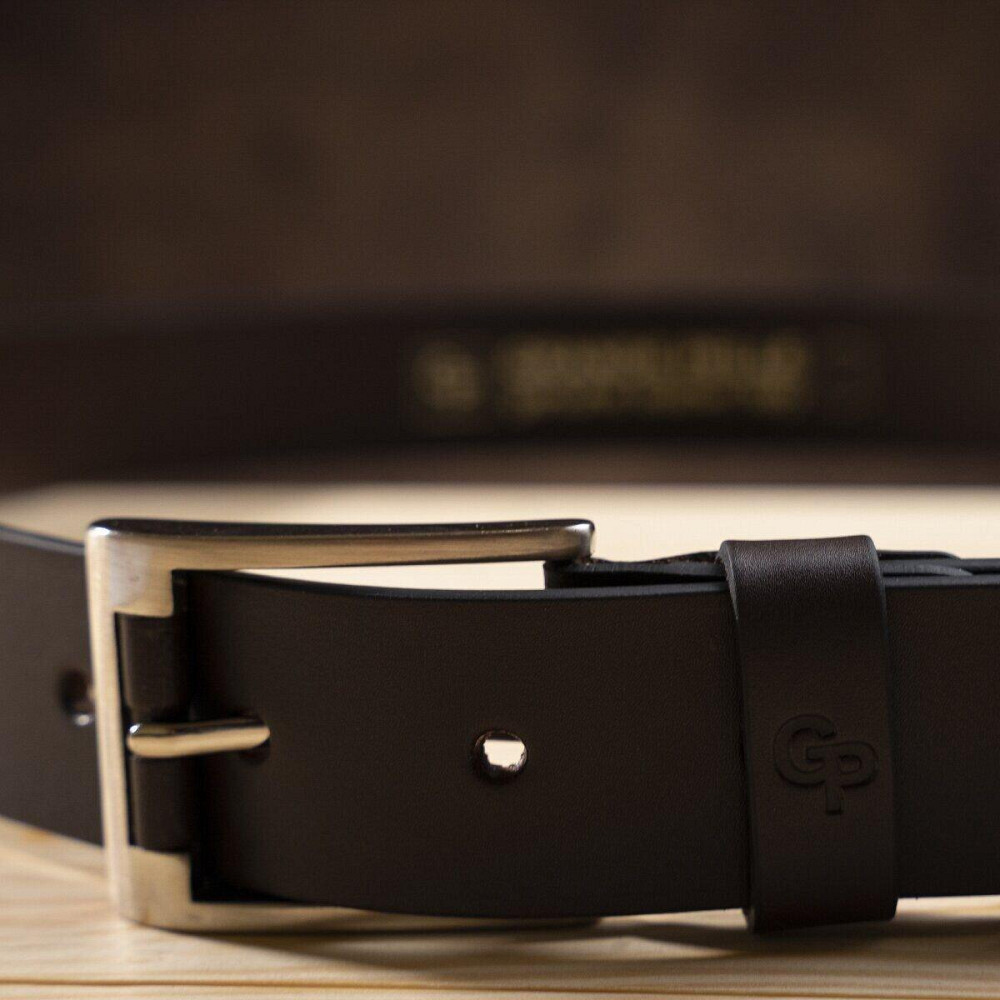 Чоловічий елітний шкіряний ремінь Коричневий (GRANDE PELLE) Київ - фото 3