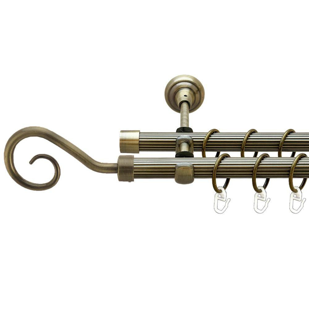 Карниз Orvit Гак металевий дворядний відкритий рифлена труба кільце металеве Антик 19\19 мм 240 см Львов - изображение 1