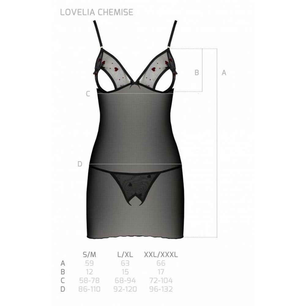 Сорочка с вырезами на груди, стринги Passion LOVELIA CHEMISE L/XL, black Sex Aura Киев - изображение 7