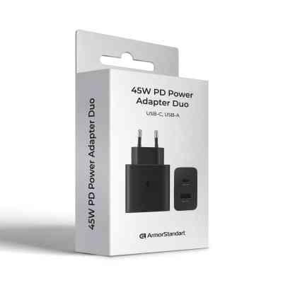 Зарядное устройство Armorstandart AR-TA220 45W A+C PD Fast Charger Black (ARM73646) Винница