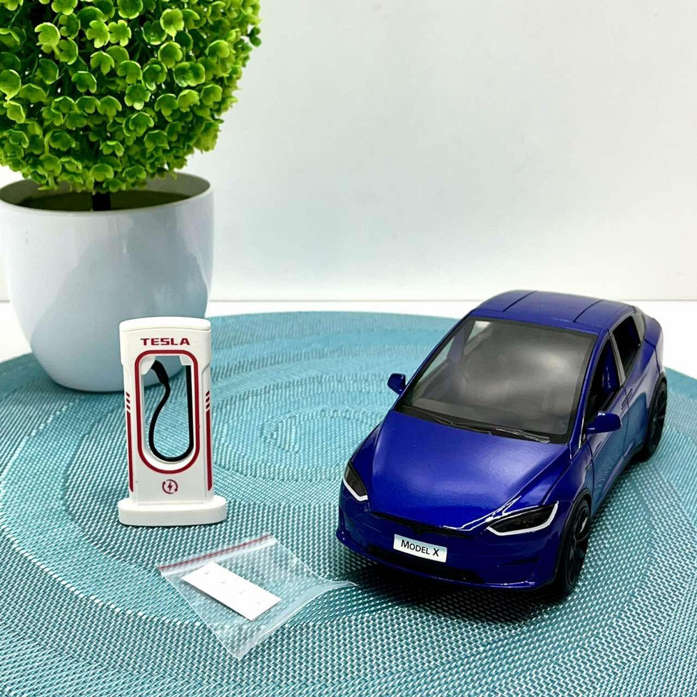 Машина Автосвіт Tesla Model X інерційна відчиняються двері капот багажник 17см Синя (AP-2004) Чернигов - изображение 2