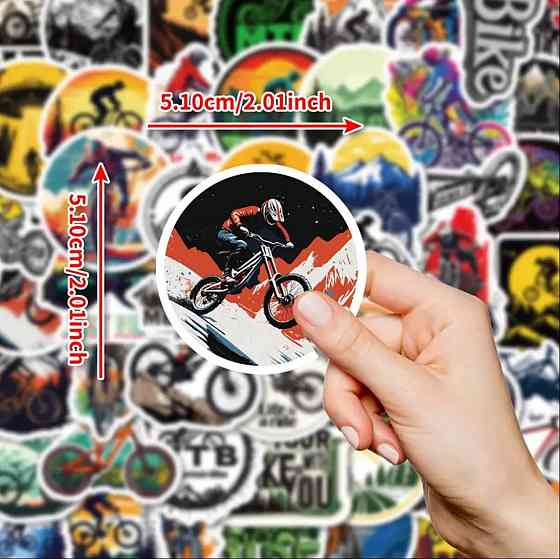 Набір вінілових наліпок з велосипедною тематикою – 50 шт Київ