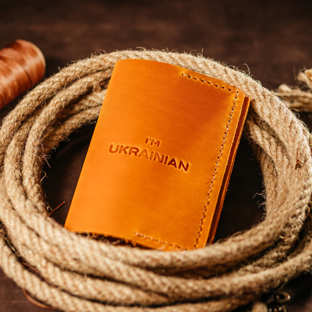 Паспортниця UA  Рудаа шкіряна, модний стильний чохол зі шкіри з тисненням, обкладинка на паспортMasterSem Київ - фото 2