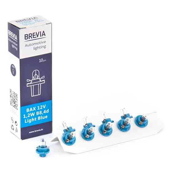 Лампа розжарювання Brevia BAX 12V 1.2W B8.4d Light Blue CP, 10шт Киев