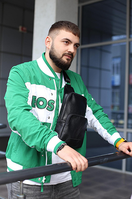 Слінг із натуральної шкіри, шкіряна сумка через плече SKILL Kved (Чорна) Суми - фото 5