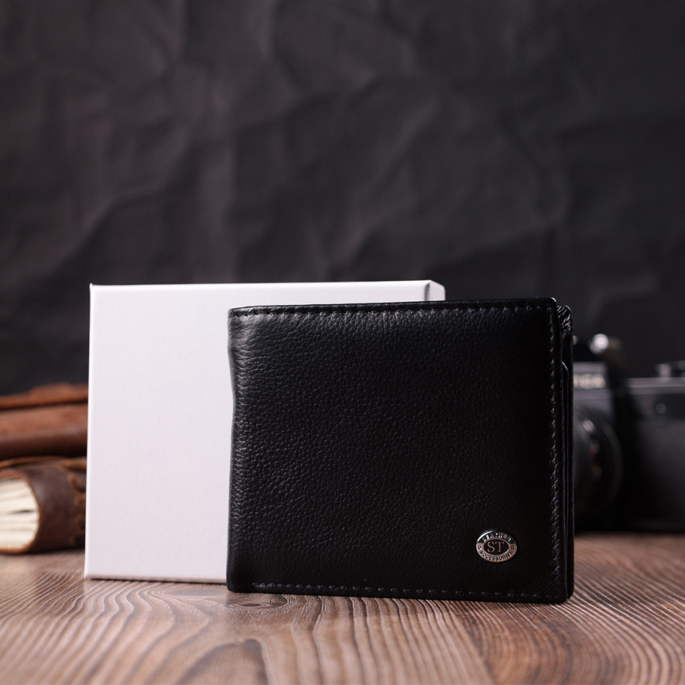 Стильный мужской кошелек из натуральной кожи ST Leather 22457 Черный Киев - изображение 10