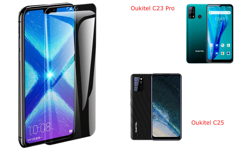 Захисне скло NeoGlass для Oukitel C23 Pro, Oukitel C25 – надпрозоре та стійке Київ - фото 2