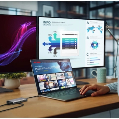 Концентратор J5create USB-C 9-in-1 2xUSB 3.2 + 2xUSB-C PD + 2xHDMI 4K + DisplayPort + SD/TF + RJ45 1000Mbps gray (JCD397-N) Винница - изображение 4