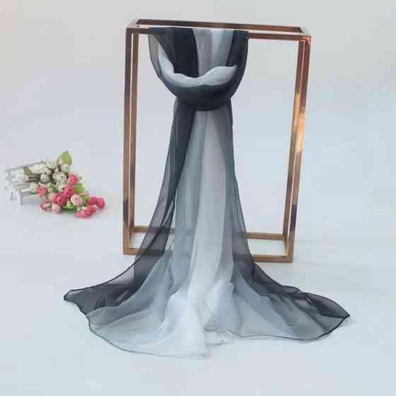 Женский шарф шифоновый 150 на 50 см черно-белый Киев