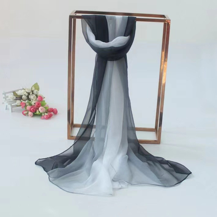 Женский шарф шифоновый 150 на 50 см черно-белый Киев - изображение 4