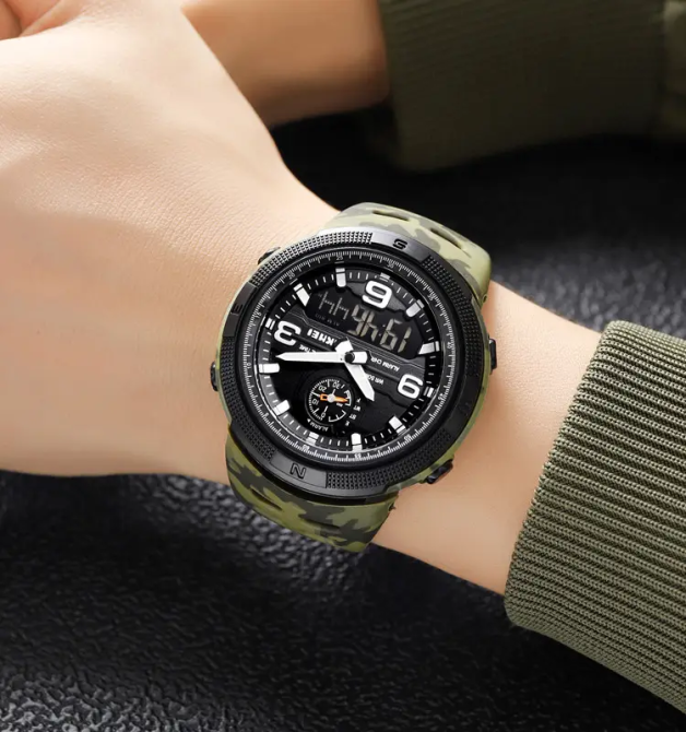 Чоловічий спортивний годинник Skmei 1655 (Камуфляж з чорним табло) Київ - фото 5