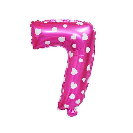 Шарик цифра 7 фольгированная с сердечками 32 дюйма розовый Киев