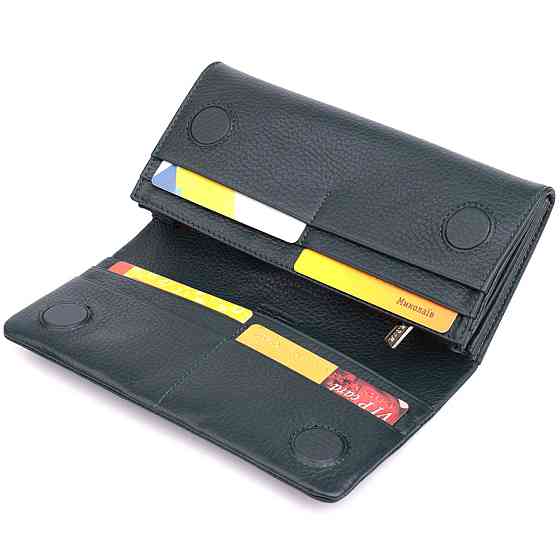 Горизонтальный женский кошелек из натуральной кожи KARYA 22852 Зеленый Киев