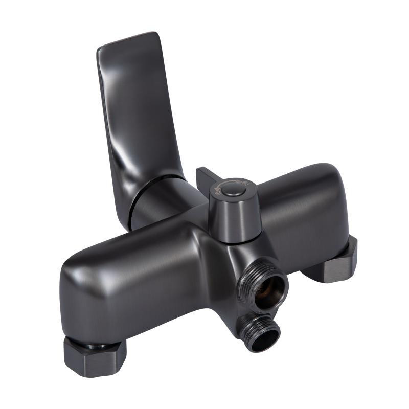 Смеситель для ванны с длинным поворотным изливом, c душевым гарнитуром Qtap Vlasta New, Gunmetal Black PVD Харьков - изображение 3