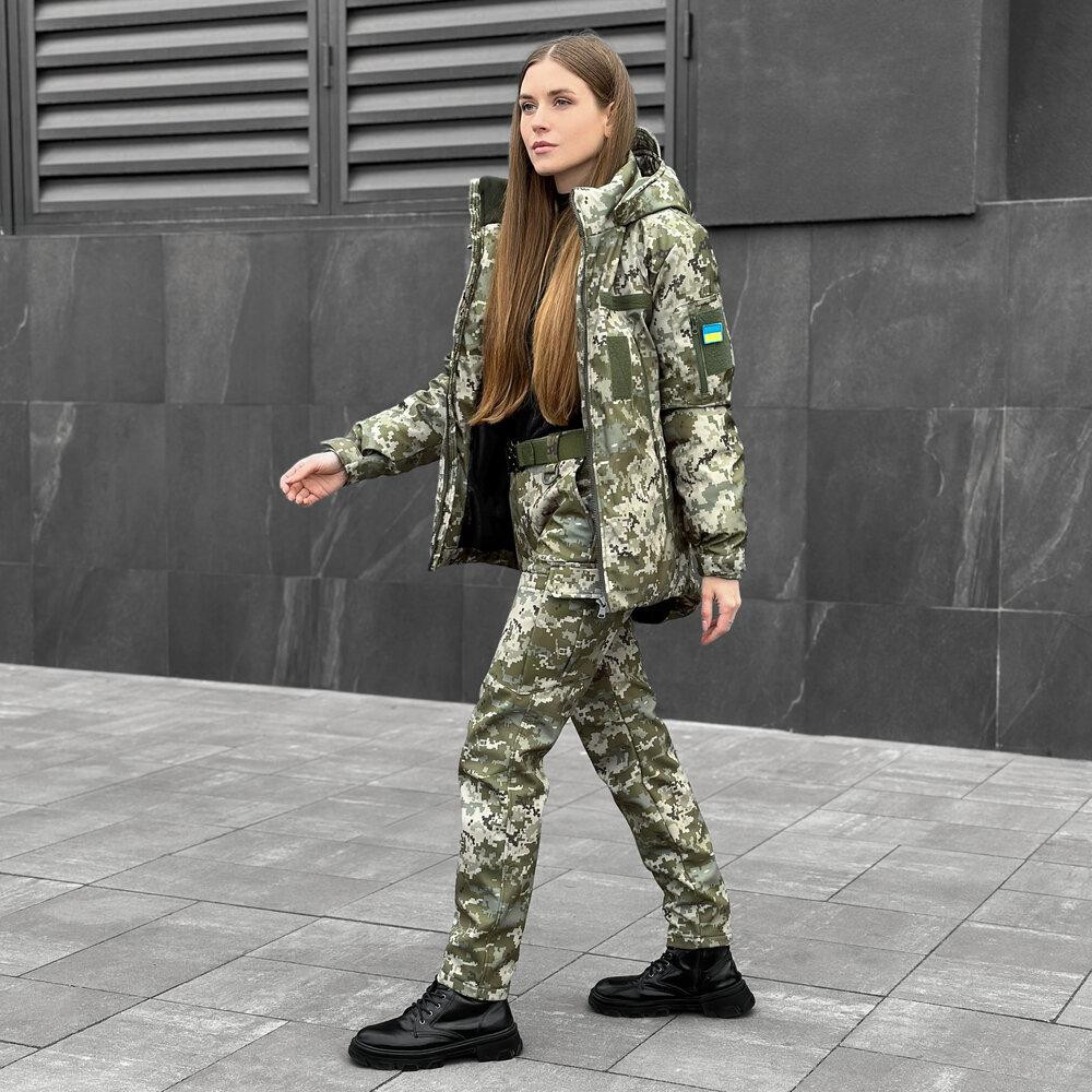 Военная женская зимняя куртка пиксель Pobedov Motive Киев - изображение 8