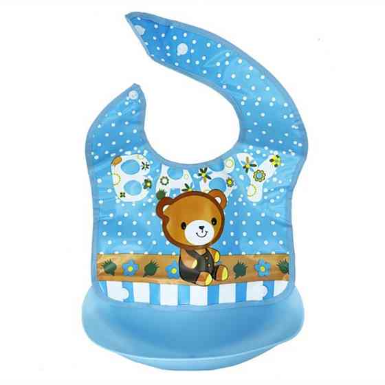 Детский слюнявчик Трактор MGZ-0602(Blue Bear) со съемным карманом Винница