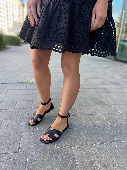 Mermaid Босоніжки жіночі чорні Mermaid 2405 літні з натуральної шкіри / Шкіряні босоніжки на ни Коломия - фото 4