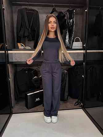 Женский базовый повседневный костюм двойка из микродайвинга Графит Одесса