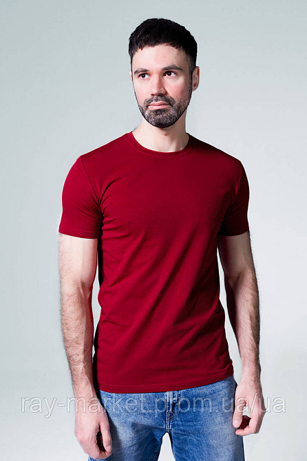 Футболка базовая Ray Premium Fit мужская бордовая (U0102-Burgundy) Киев - изображение 4