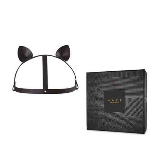 Маска кішечки Bijoux Indiscrets MAZE - Cat Ears Headpiece Black, екошкіра Sex Aura Київ